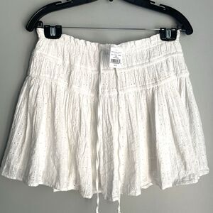 NEW American Eagle Size S Crisp White Eyelet Tiered Mini Skirt Festival Beach